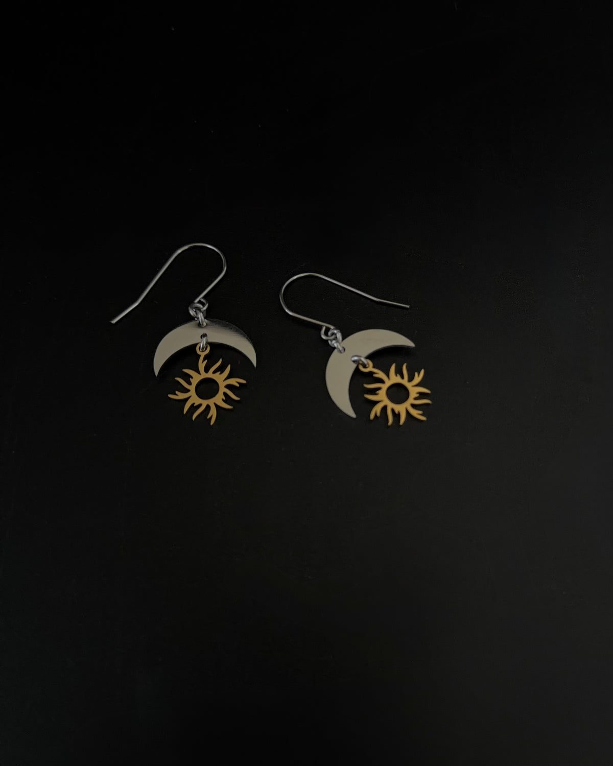 Eos Dawn Earrings - Gold & Silver Sun and Moon