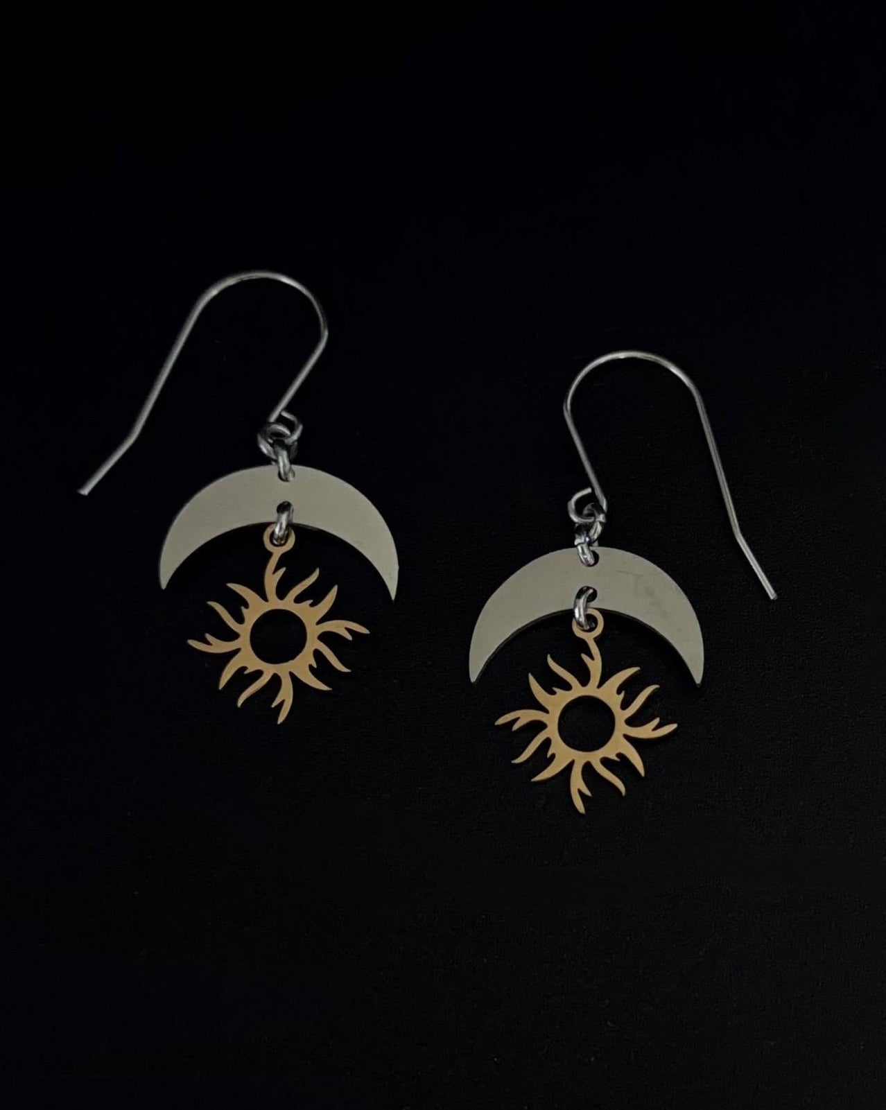 Lawless Jewellery - Eos Dawn Earrings Moon and Sun 20mm Gold and Silver Earrings - Made in Ireland