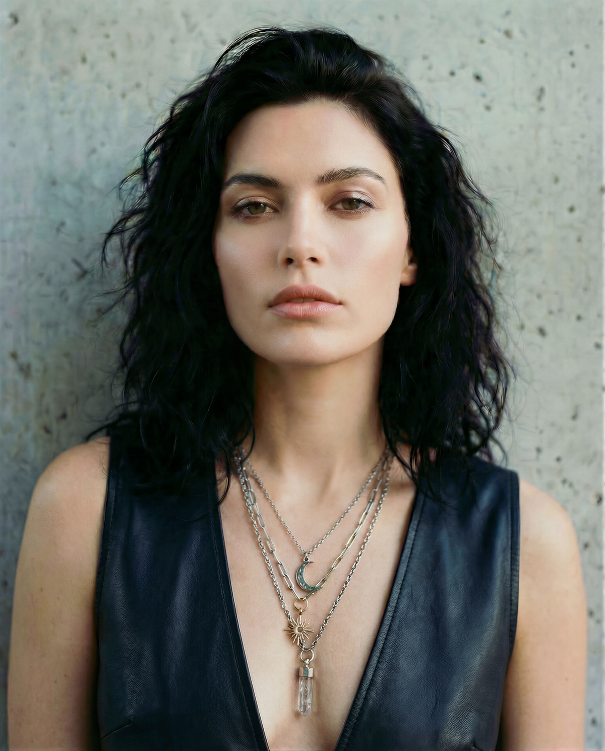 Eos Threshold Triple Layered Necklace with Crystal, Sun and Moon charms