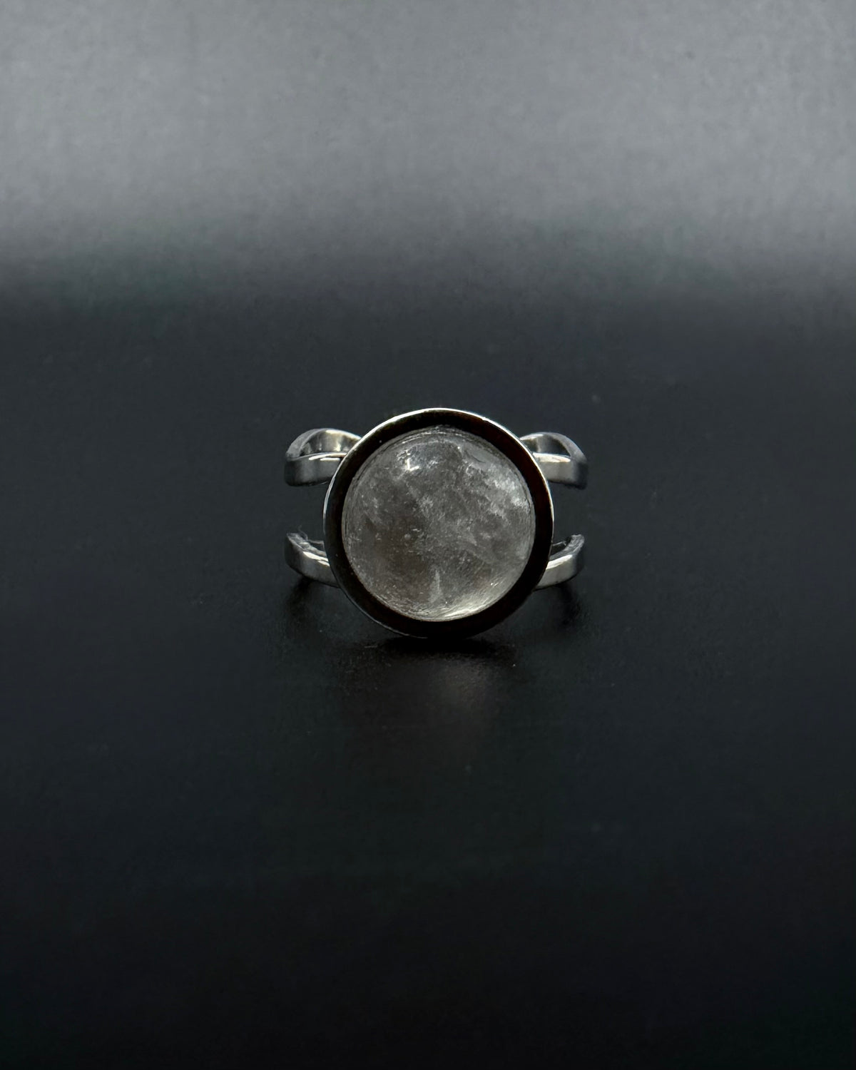 Nebulae Core Adjustable Ring - Silver / Quartz Crystal 10 mm