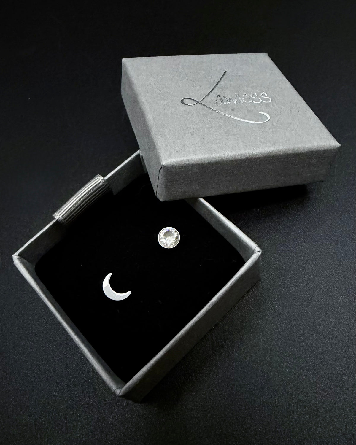 Eos Equinox Moon and Ice Studs - Silver with Cubic Zirconia