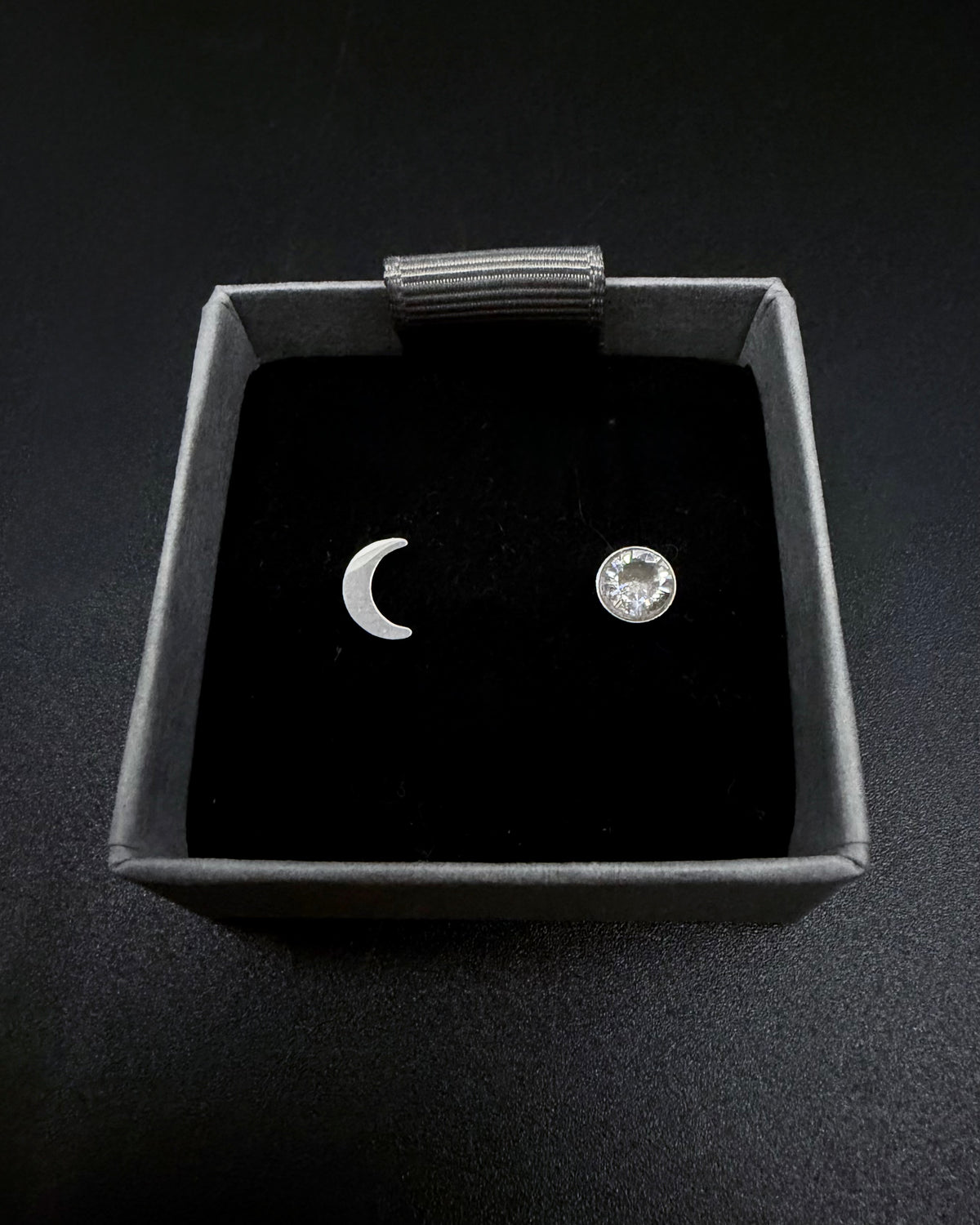 Eos Equinox Moon and Ice Studs - Silver with Cubic Zirconia