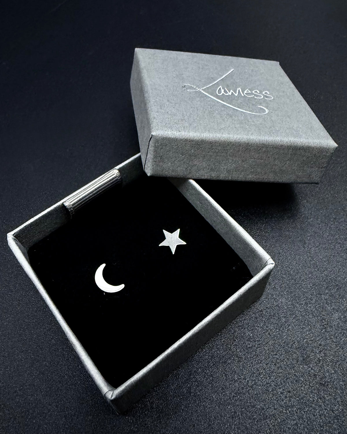 Eos Equinox Studs Earrings - Moon and Star Silver