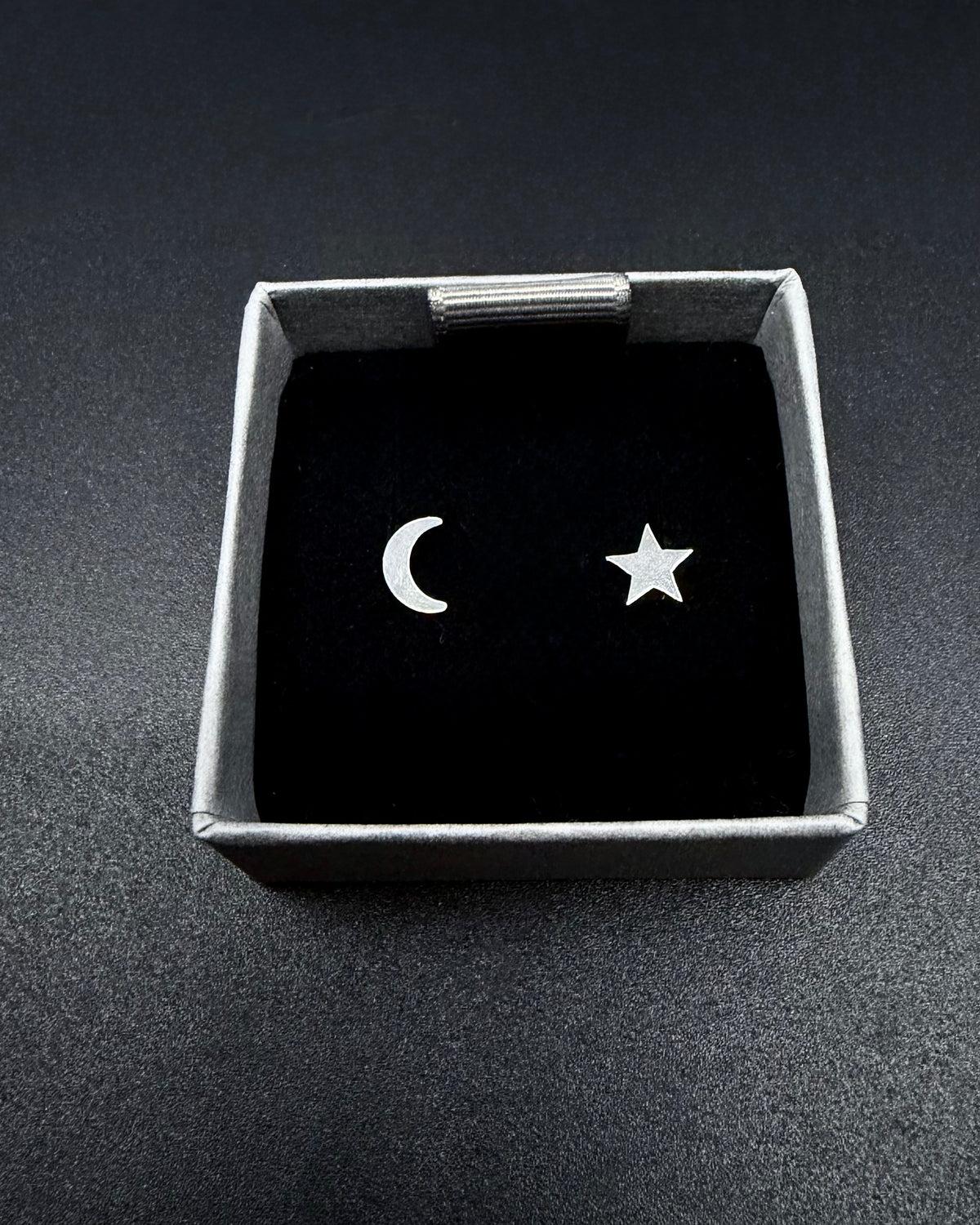 Eos Equinox Studs Earrings - Moon and Star Silver