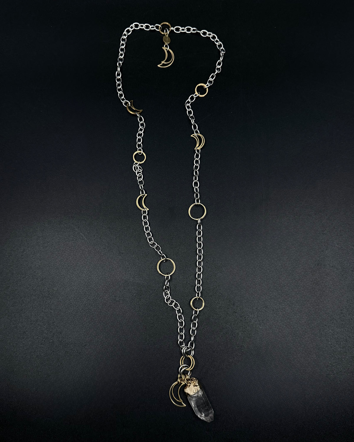 Eos Threshold Crystal Pendant Long Necklace - Silver / Gold