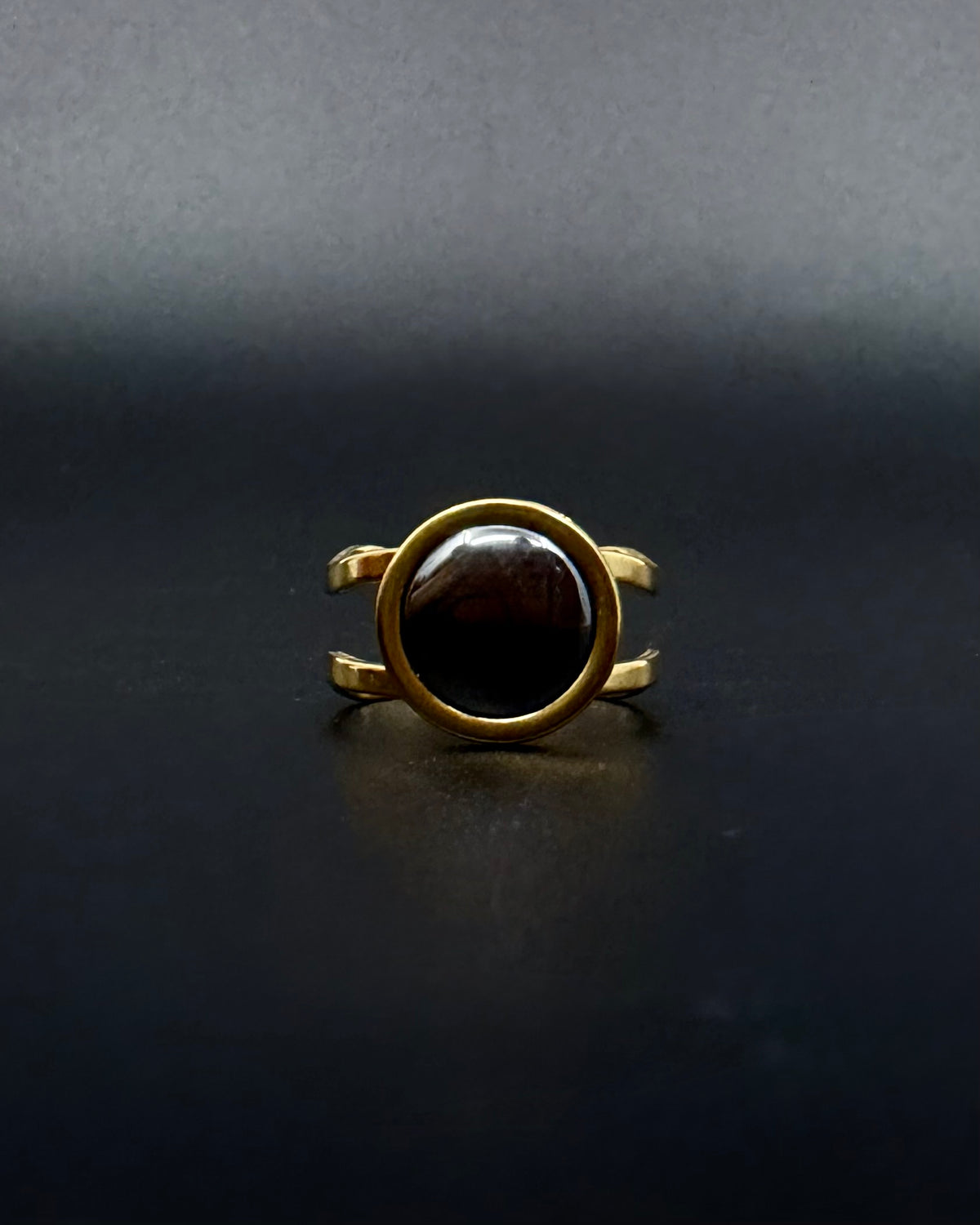 Cassini Halo Adjustable Ring - Gold / Hematite 10mm