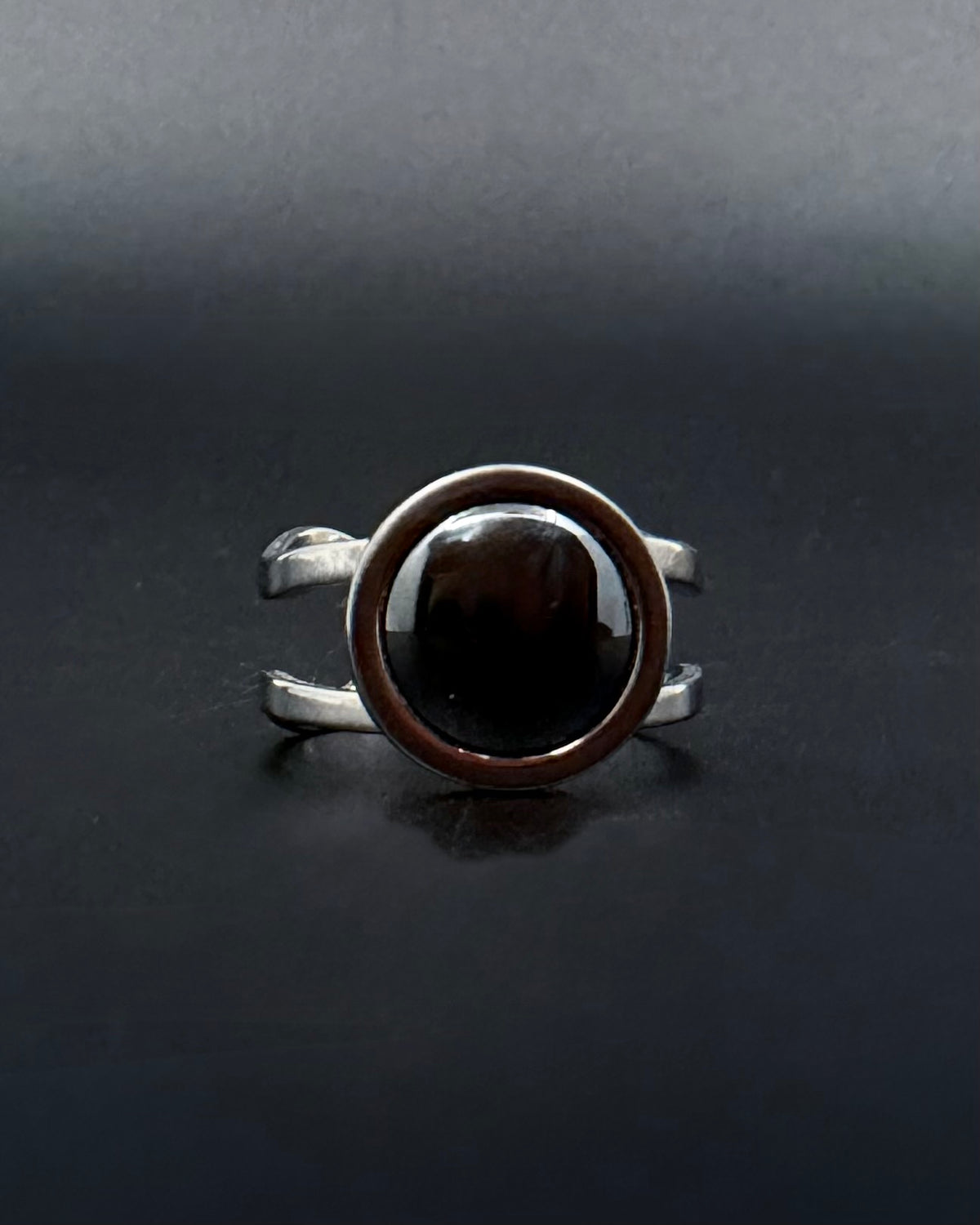 Cassini Halo Adjustable Ring - Silver / Hematite 10mm