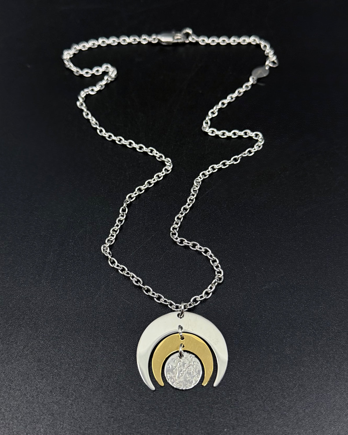 Luna Phase Necklace - 30mm  Silver / Gold