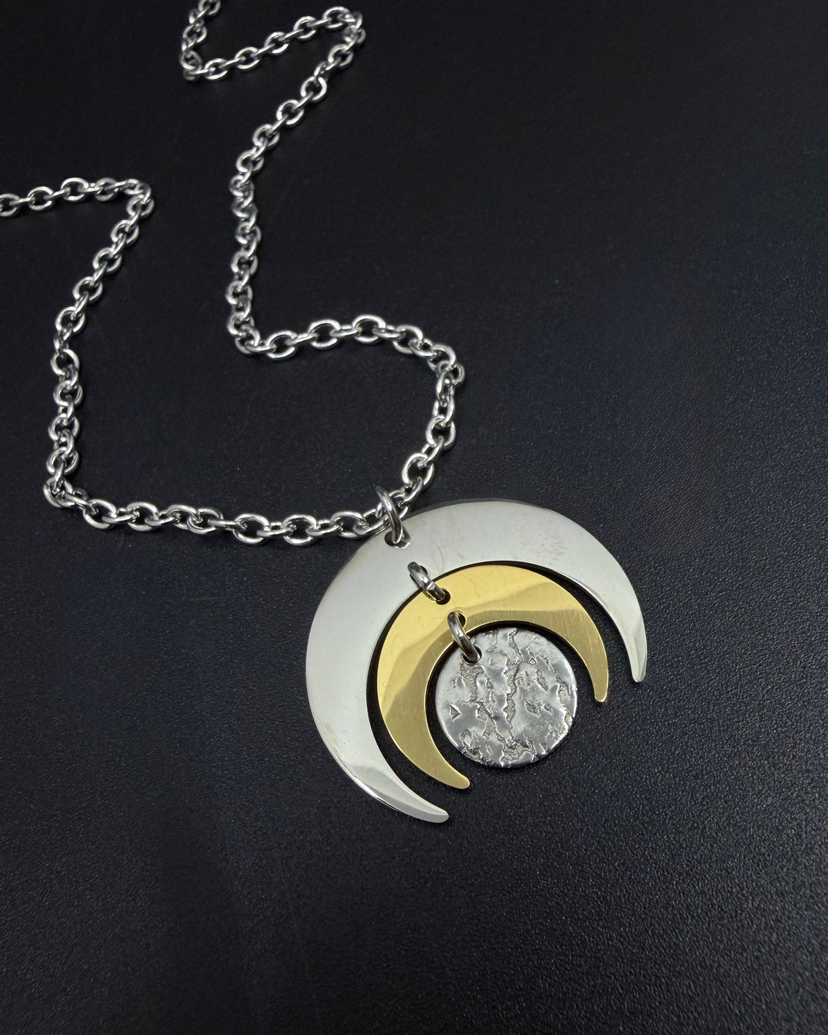 Luna Phase Necklace - 30mm  Silver / Gold