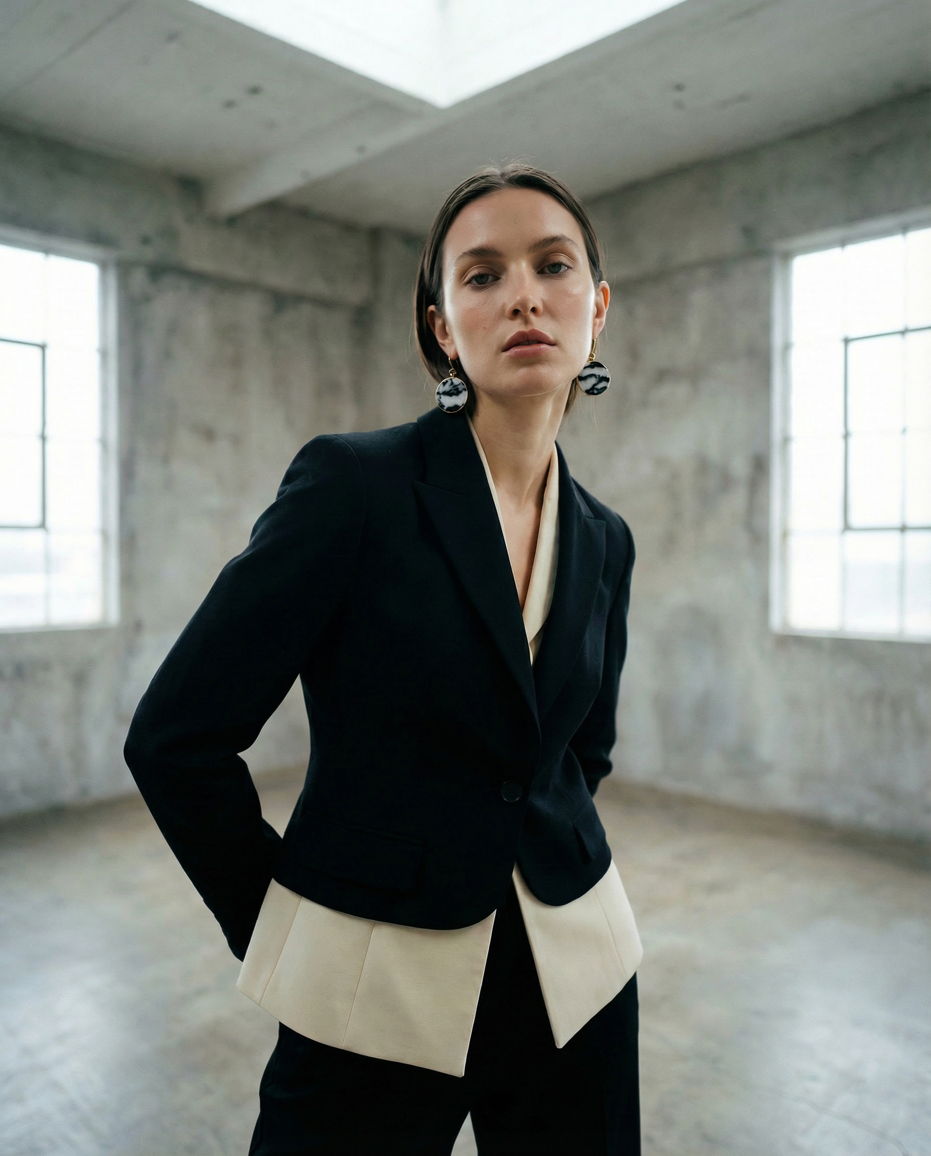 Black and white Zebra Agate earrings with stainless steel setting, each slice uniquely patterned in bold contrast — Lawless Jewellery