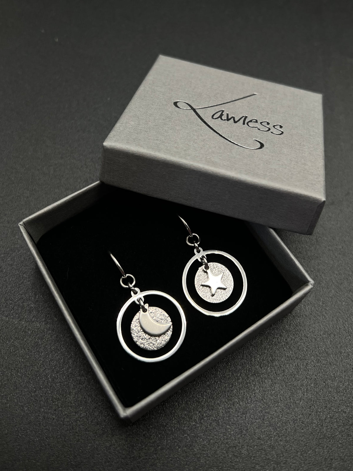 Urania Convertible Moon & Star Hoop Earrings - Silver  image 3